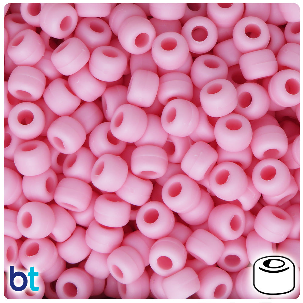 Dusty Rose Matte 9mm Barrel Pony Beads (500pcs)