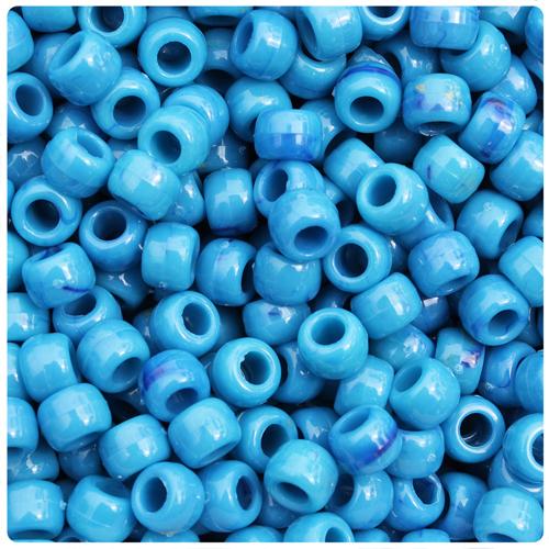 Western Turquoise Marbled 9mm Barrel Pony Beads (100pcs)