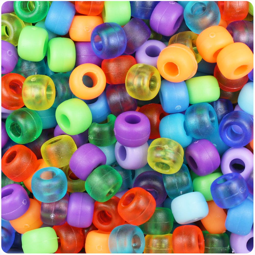 Mixed Frosted & Matte 9mm Barrel Pony Beads (100pcs)