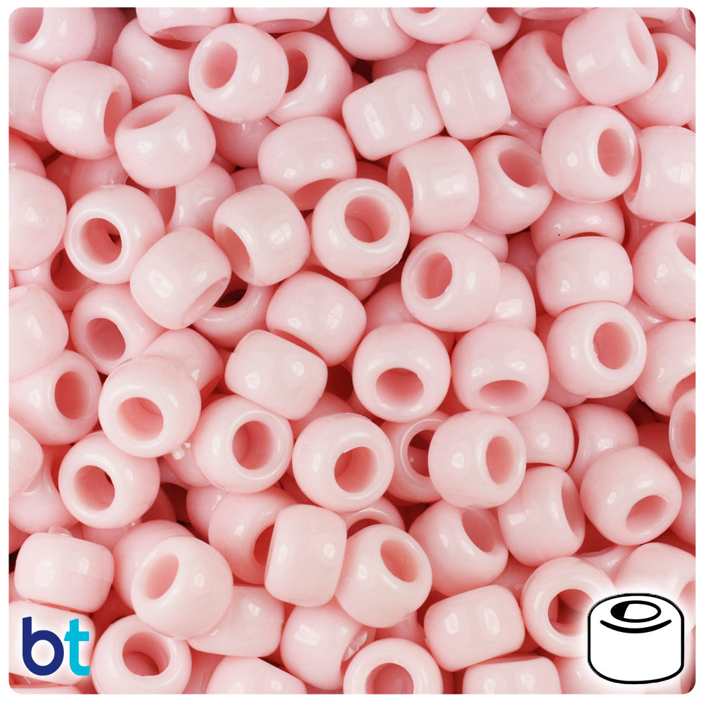 Our Lady's Pink Opaque 9mm Barrel Pony Beads (500pcs)