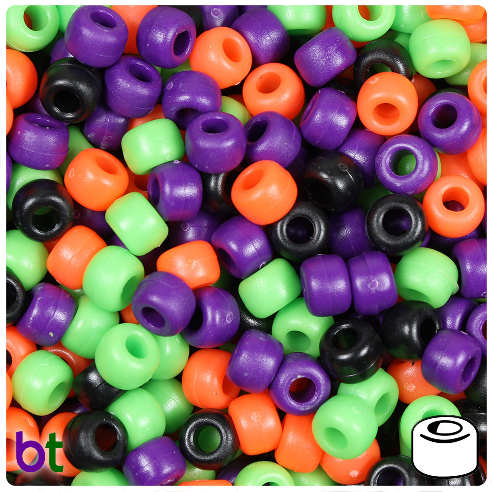 Halloween Mix Matte 9mm Barrel Pony Beads (100pcs)