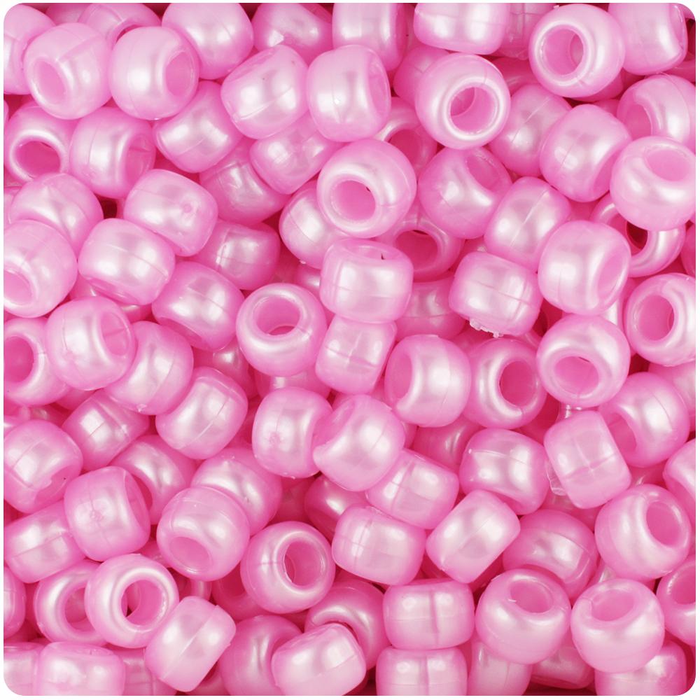 Light Pink Pearl 9mm Barrel Pony Beads (100pcs)