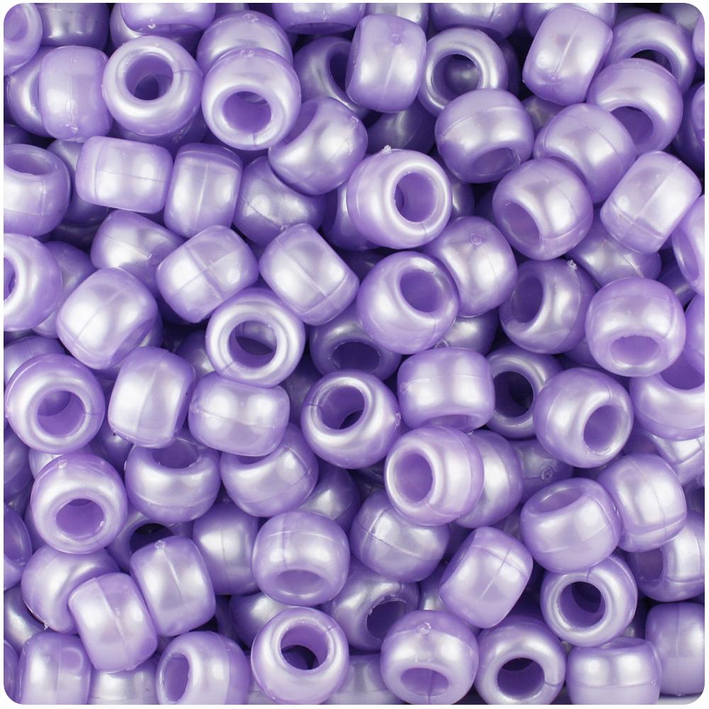 Light Purple Pearl 9mm Barrel Pony Beads (100pcs)