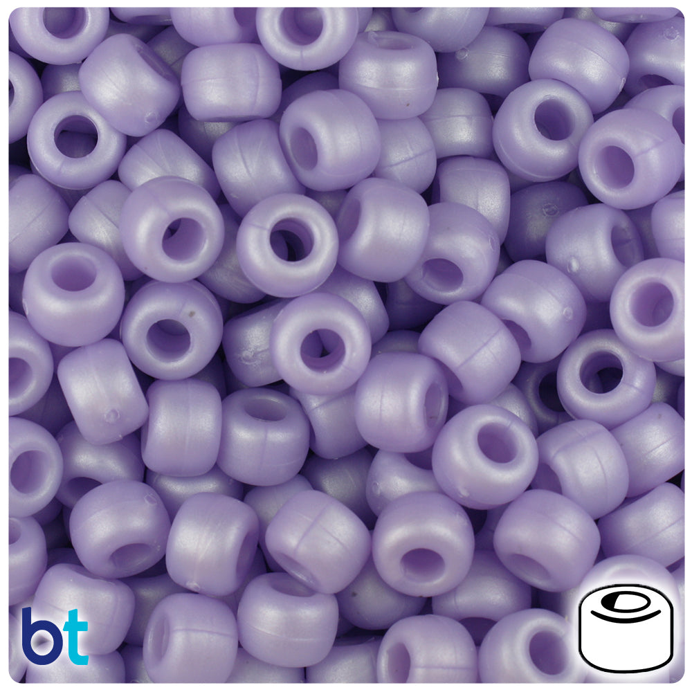 Light Purple Ashed Pearl 9mm Barrel Pony Beads (500pcs)
