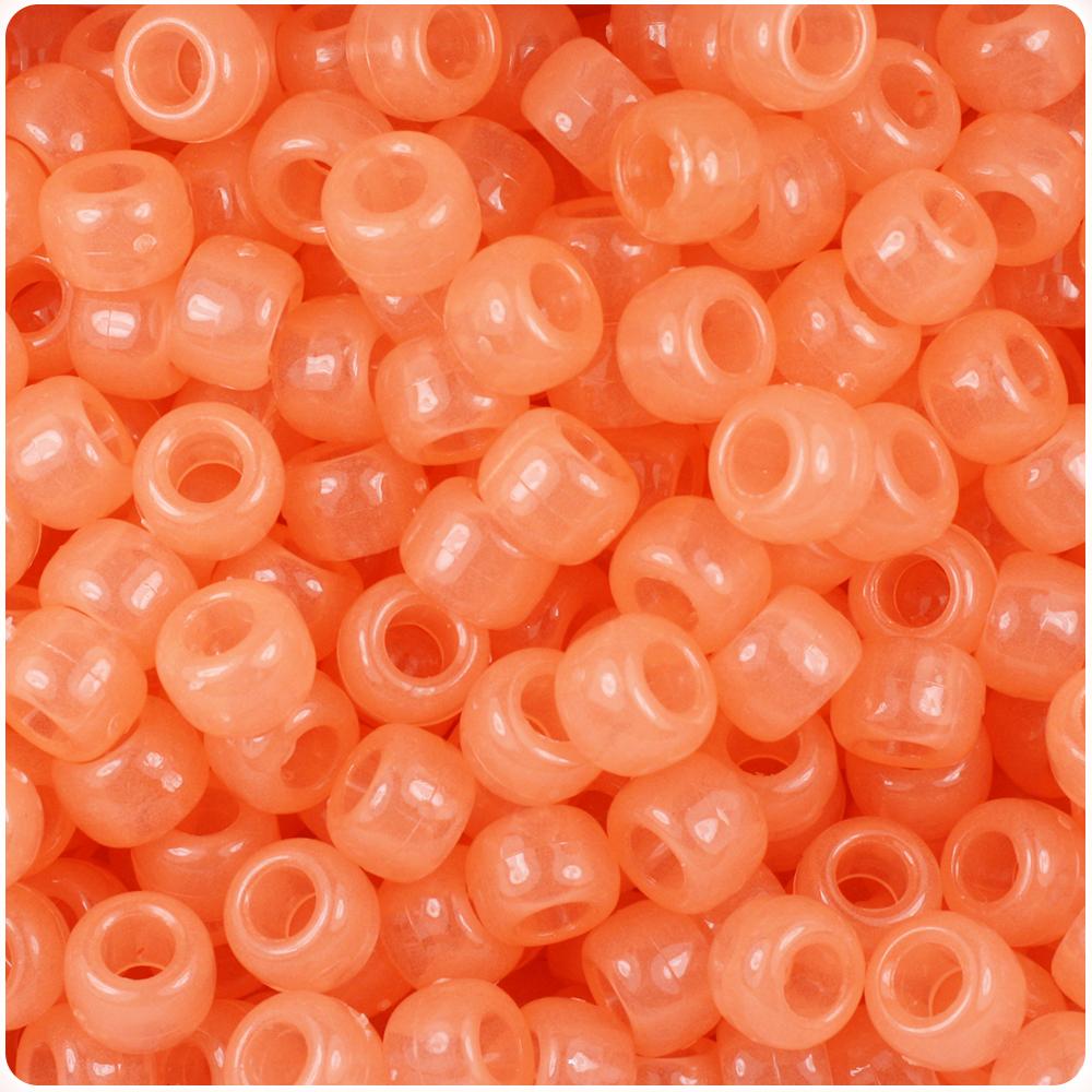 Orange Glow 9mm Barrel Pony Beads (100pcs)