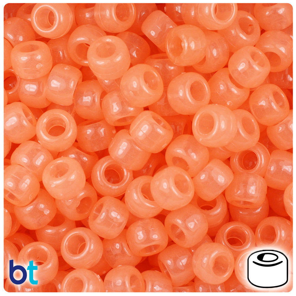 Orange Glow 9mm Barrel Pony Beads (500pcs)