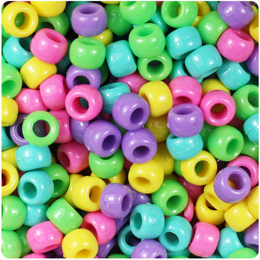 Candy Mix Opaque 9mm Barrel Pony Beads (100pcs)