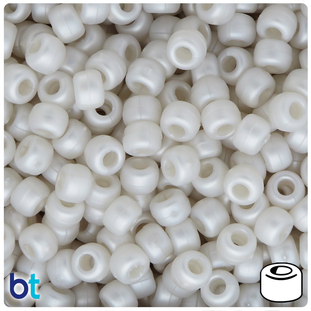 Bridal Ashed Pearl 9mm Barrel Pony Beads (100pcs)