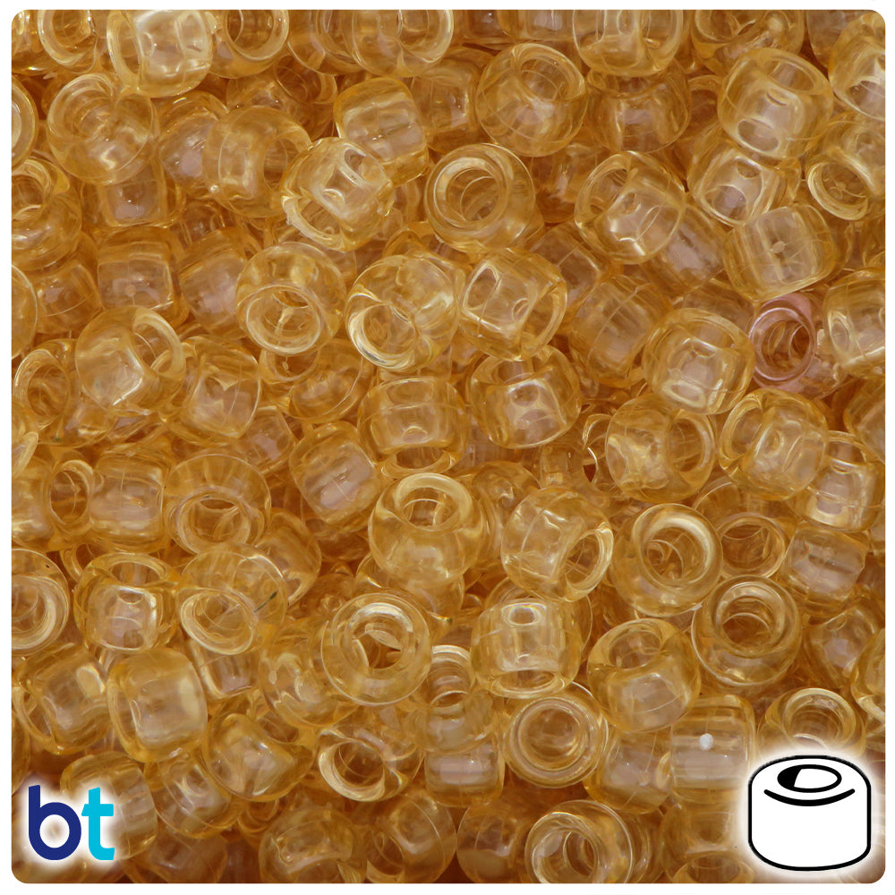 Dark Champagne Transparent 9mm Barrel Pony Beads (500pcs)