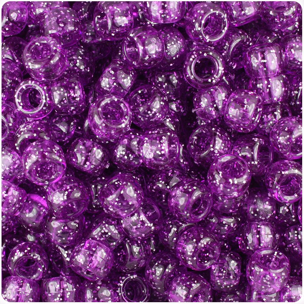 Lilac Sparkle 9mm Barrel Pony Beads (100pcs)