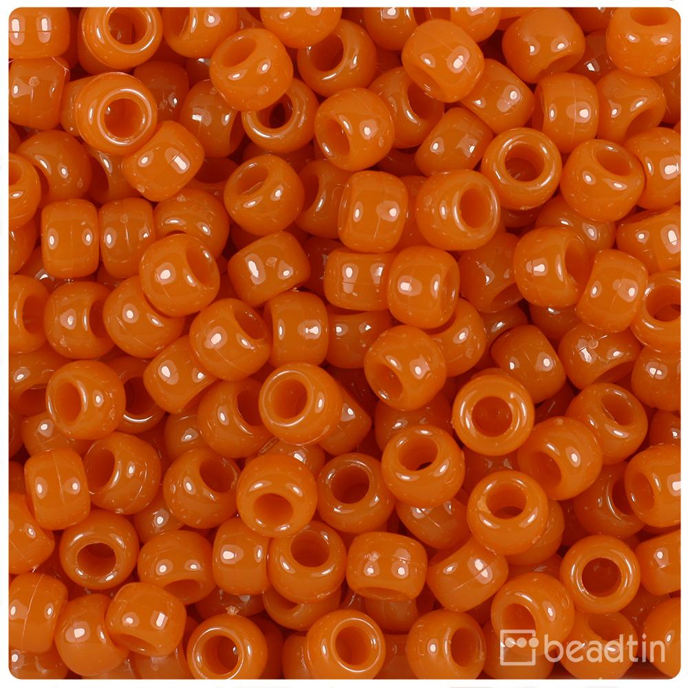 Pumpkin Opaque 9mm Barrel Pony Beads (100pcs)