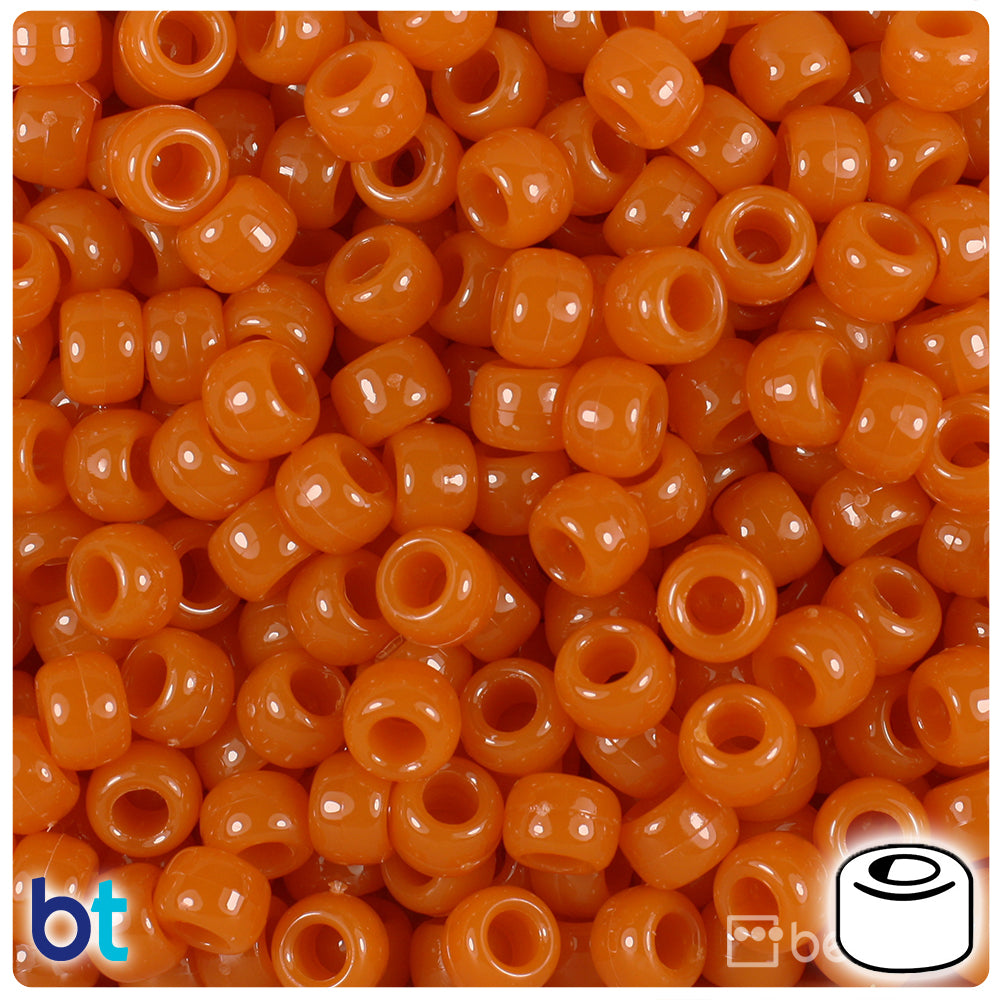 Pumpkin Opaque 9mm Barrel Pony Beads (500pcs)