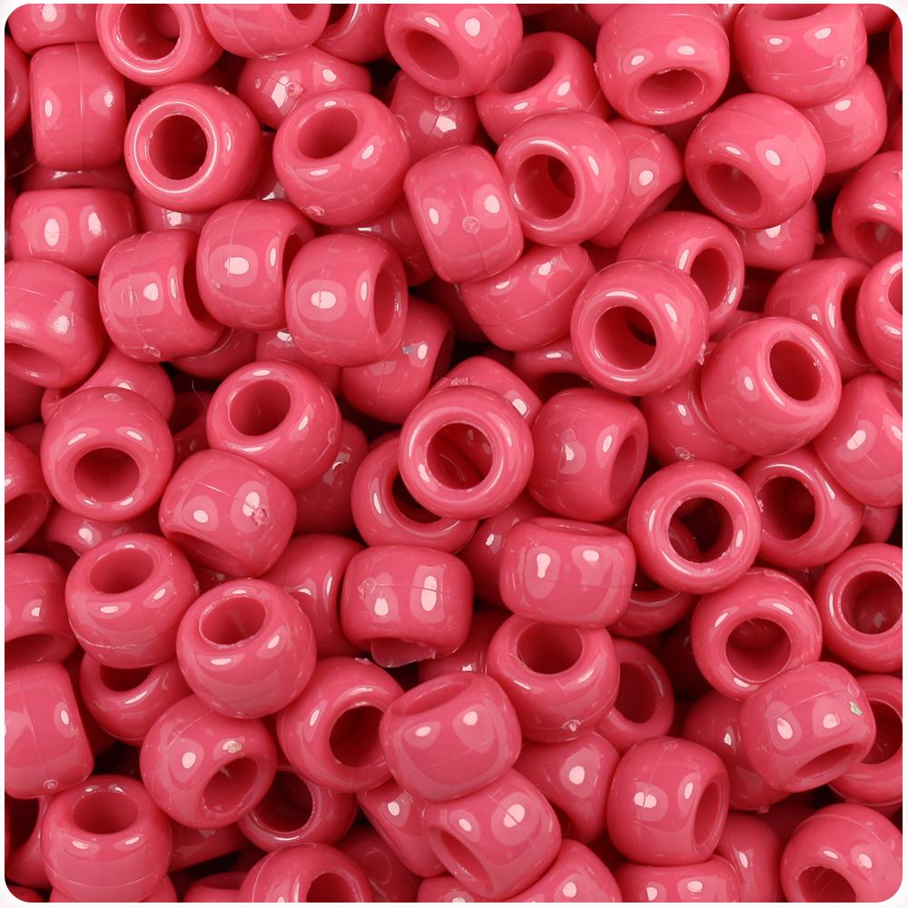 Old Rose Opaque 9mm Barrel Pony Beads (100pcs)