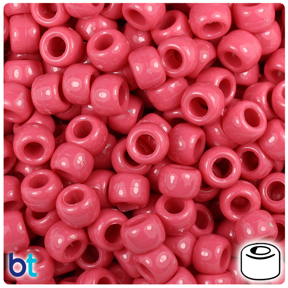 Old Rose Opaque 9mm Barrel Pony Beads (500pcs)