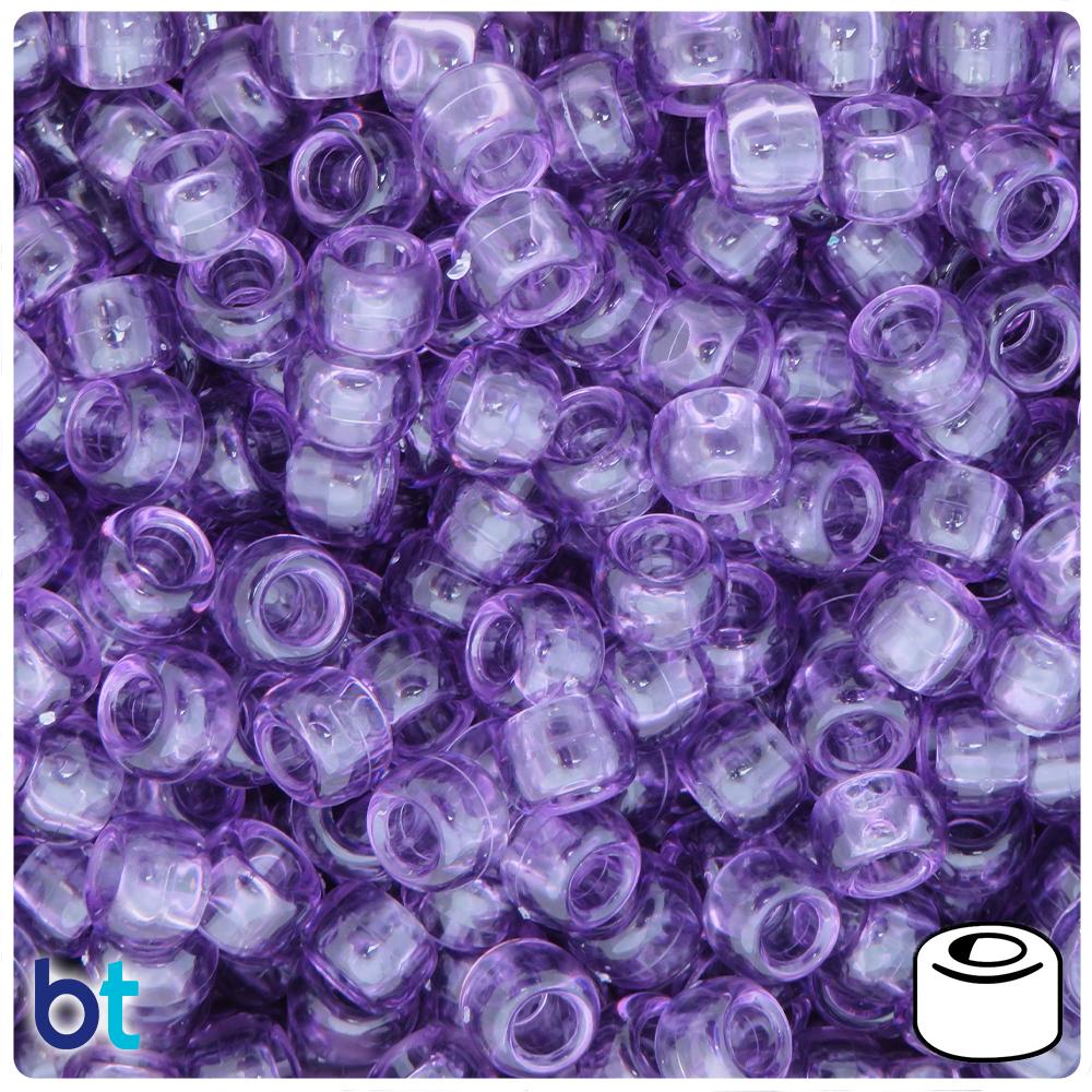Vintage Amethyst Transparent 9mm Barrel Pony Beads (100pcs)