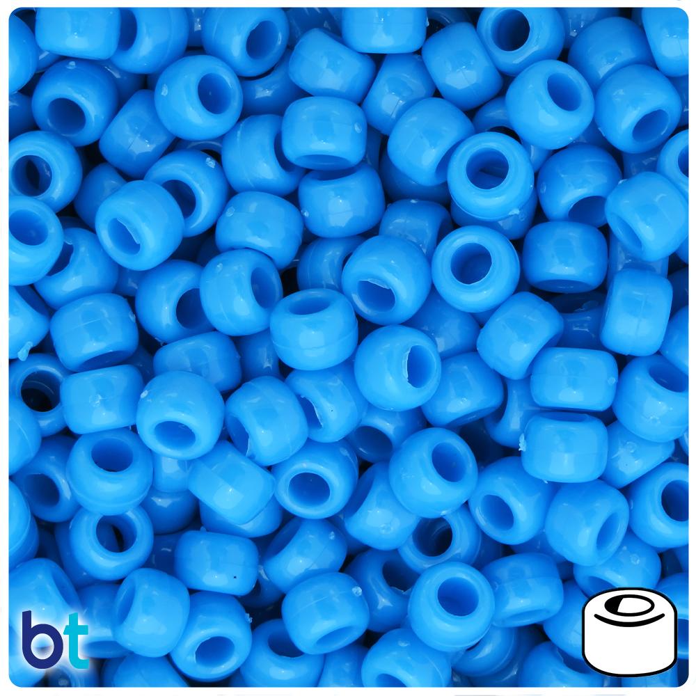 Tropic Blue Opaque 9mm Barrel Pony Beads (100pcs)