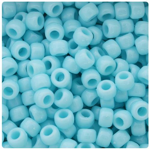 Blue Cloud Opaque 9mm Barrel Pony Beads (100pcs)