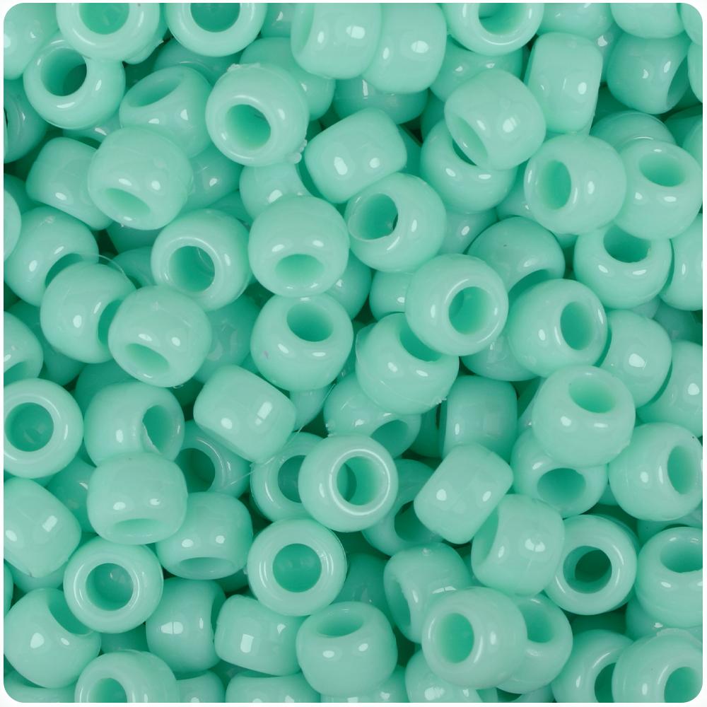 Sea Foam Opaque 9mm Barrel Pony Beads (100pcs)