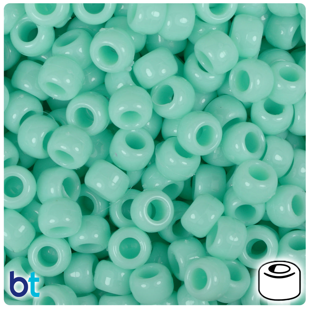 Sea Foam Opaque 9mm Barrel Pony Beads (500pcs)