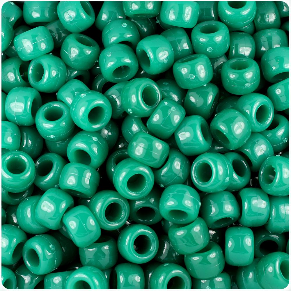 Agate Green Opaque 9mm Barrel Pony Beads (100pcs)