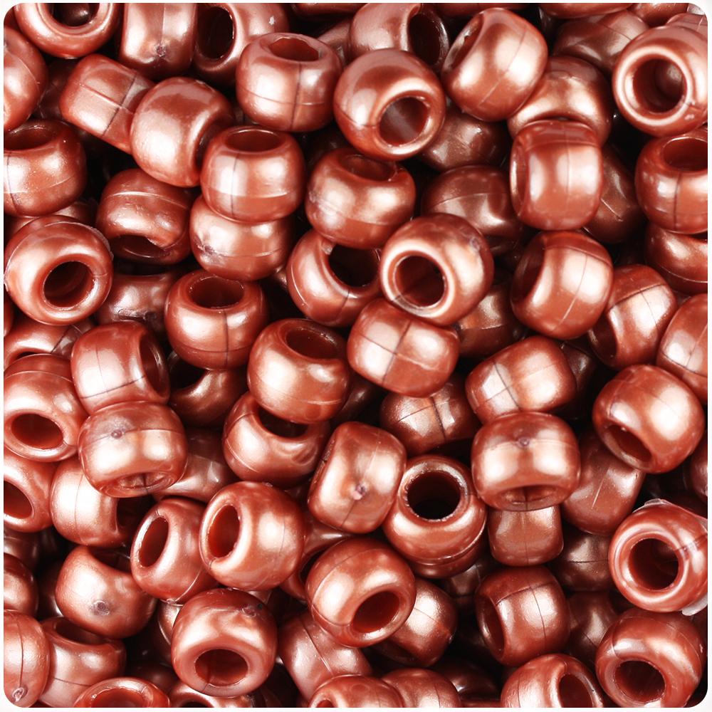 Red Gold Pearl 9mm Barrel Pony Beads (100pcs)