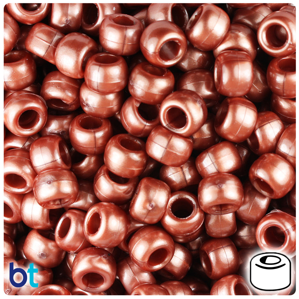 Red Gold Pearl 9mm Barrel Pony Beads (500pcs)