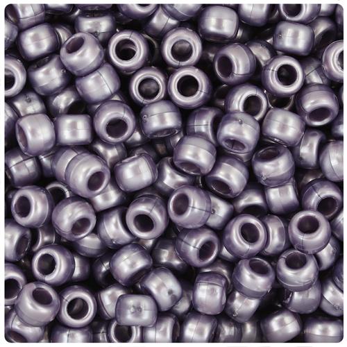 Dark Lavender Pearl 9mm Barrel Pony Beads (100pcs)