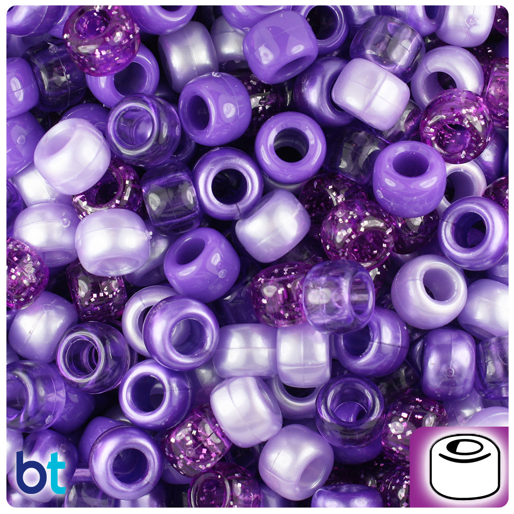 Purple Mix 9mm Barrel Pony Beads (500pcs)
