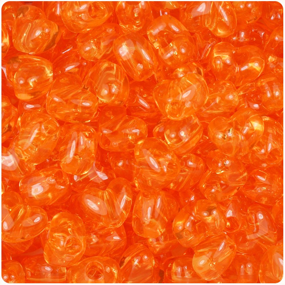 Orange Transparent 12mm Heart (VH) Pony Beads (50pcs)
