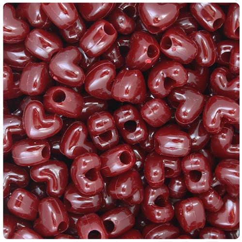 Cranberry Opaque 12mm Heart (VH) Pony Beads (50pcs)