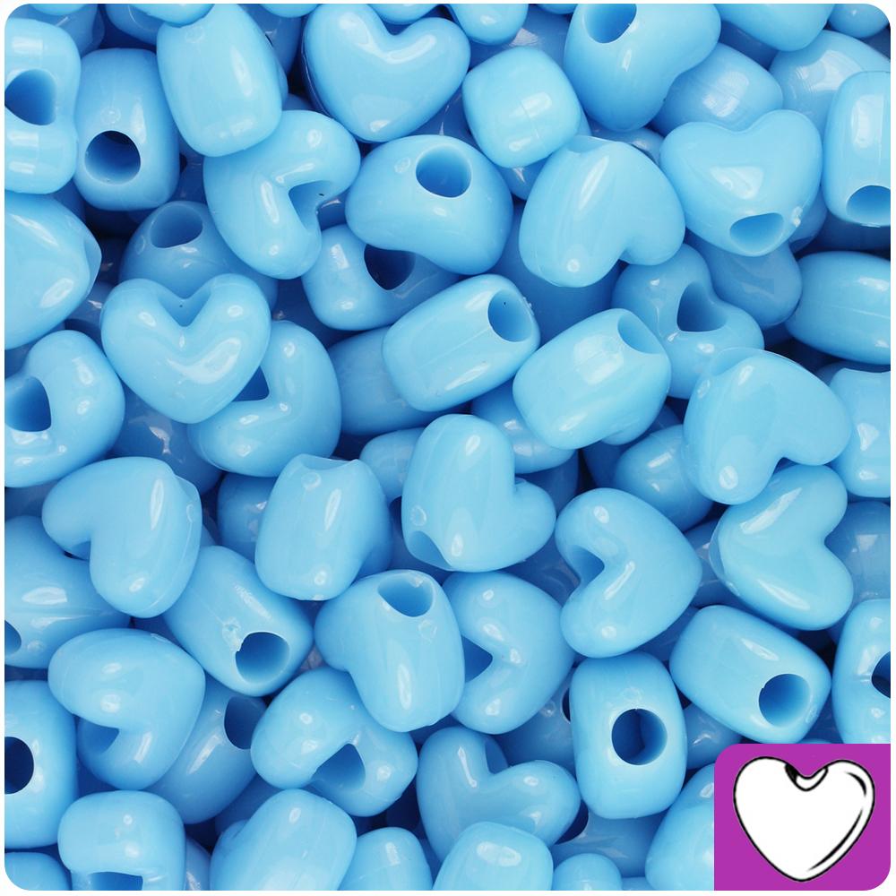 Baby Blue Opaque 12mm Heart (VH) Pony Beads (50pcs)