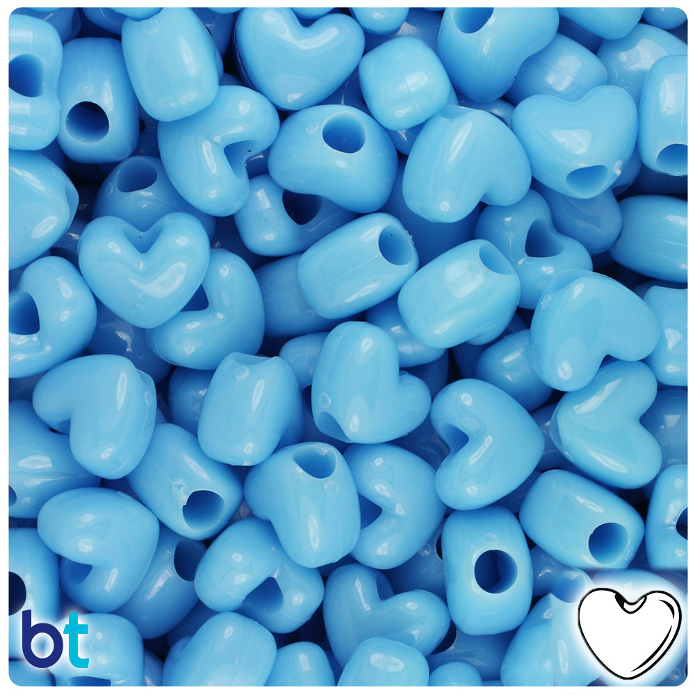 Baby Blue Opaque 12mm Heart (VH) Pony Beads (250pcs)