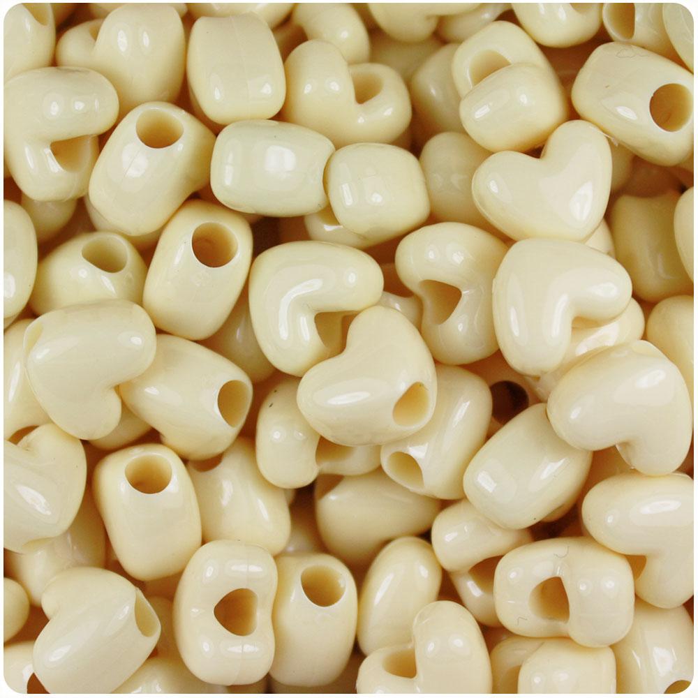 Ivory Opaque 12mm Heart (VH) Pony Beads (50pcs)