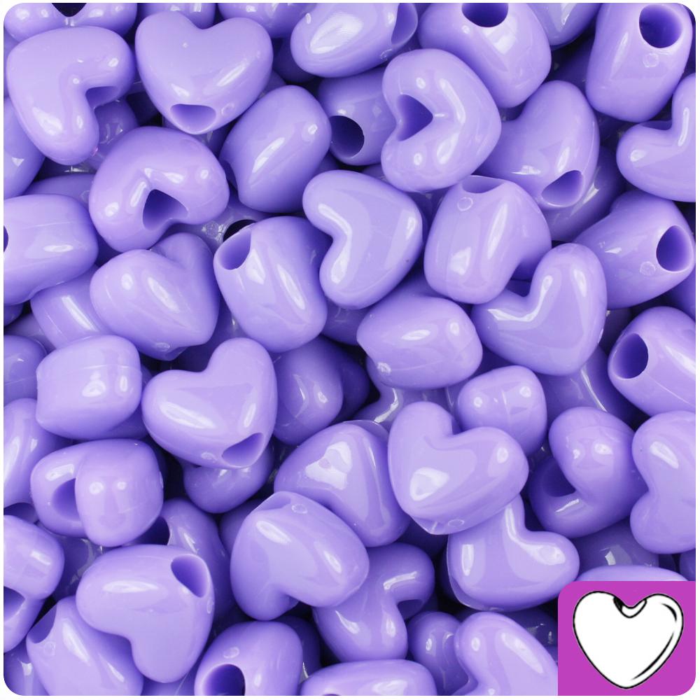 Lilac Opaque 12mm Heart (VH) Pony Beads (50pcs)