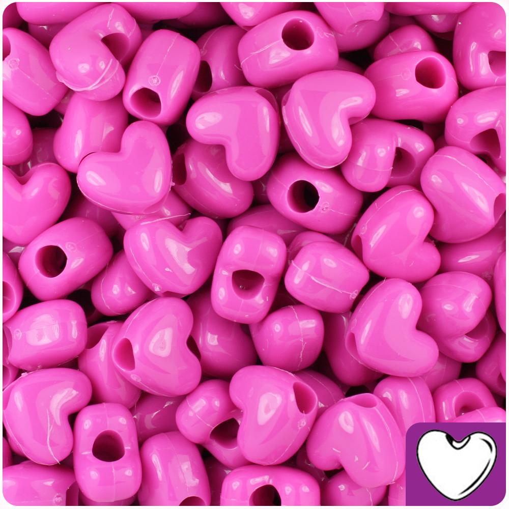 Dark Pink Opaque 12mm Heart (VH) Pony Beads (50pcs)