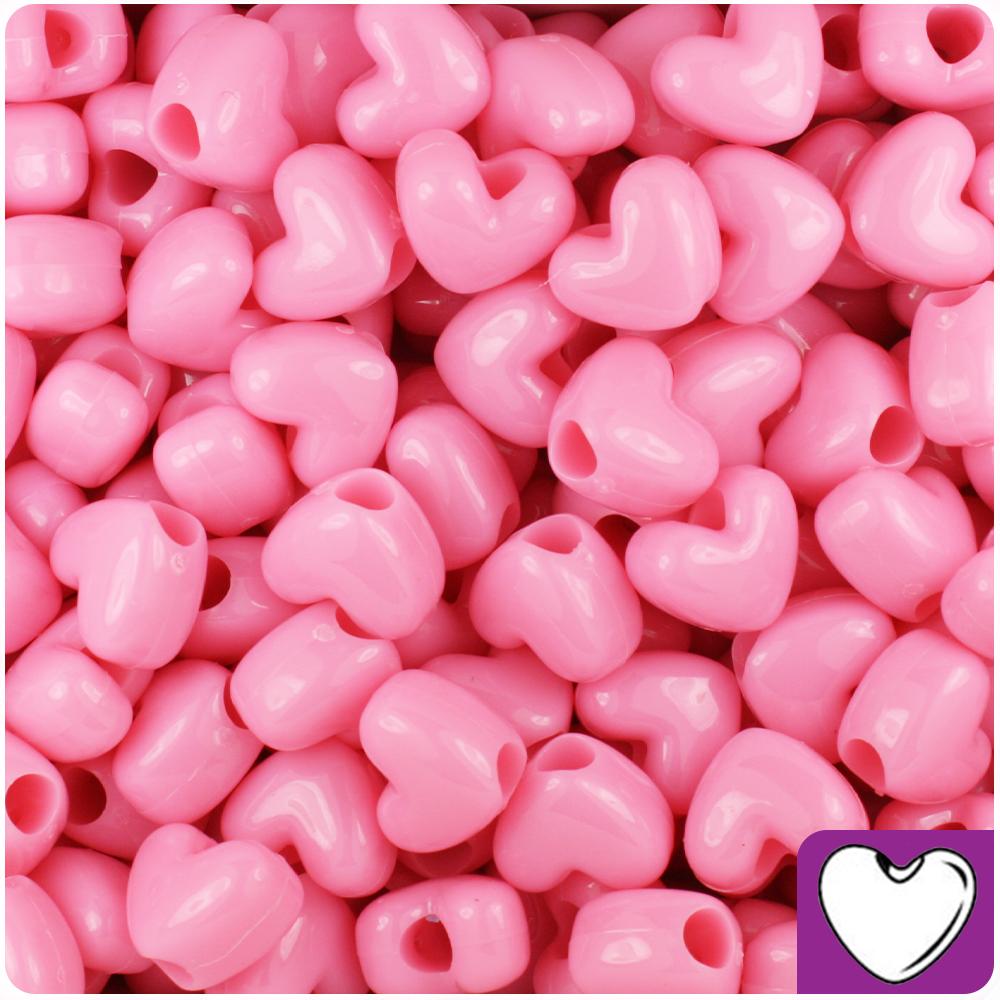 Baby Pink Opaque 12mm Heart (VH) Pony Beads (50pcs)