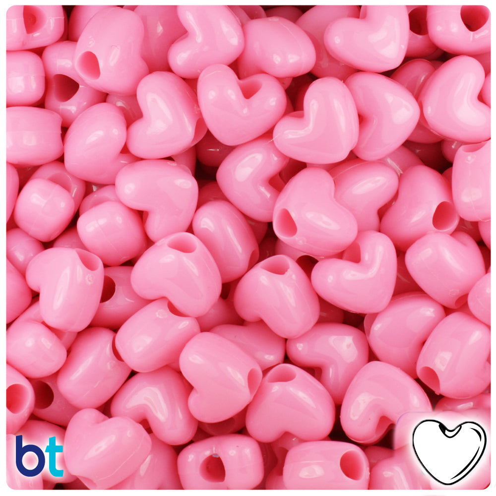 Baby Pink Opaque 12mm Heart (VH) Pony Beads (250pcs)
