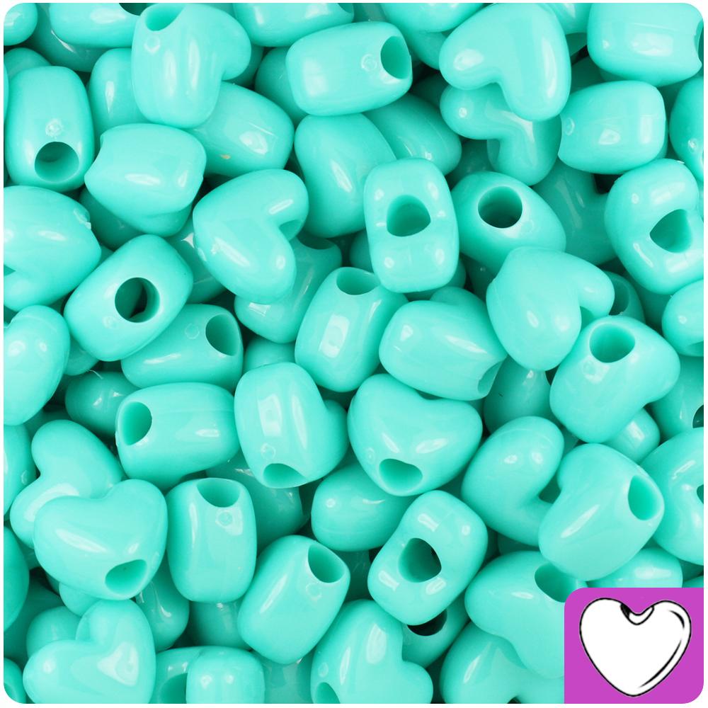 Light Turquoise Opaque 12mm Heart (VH) Pony Beads (50pcs)