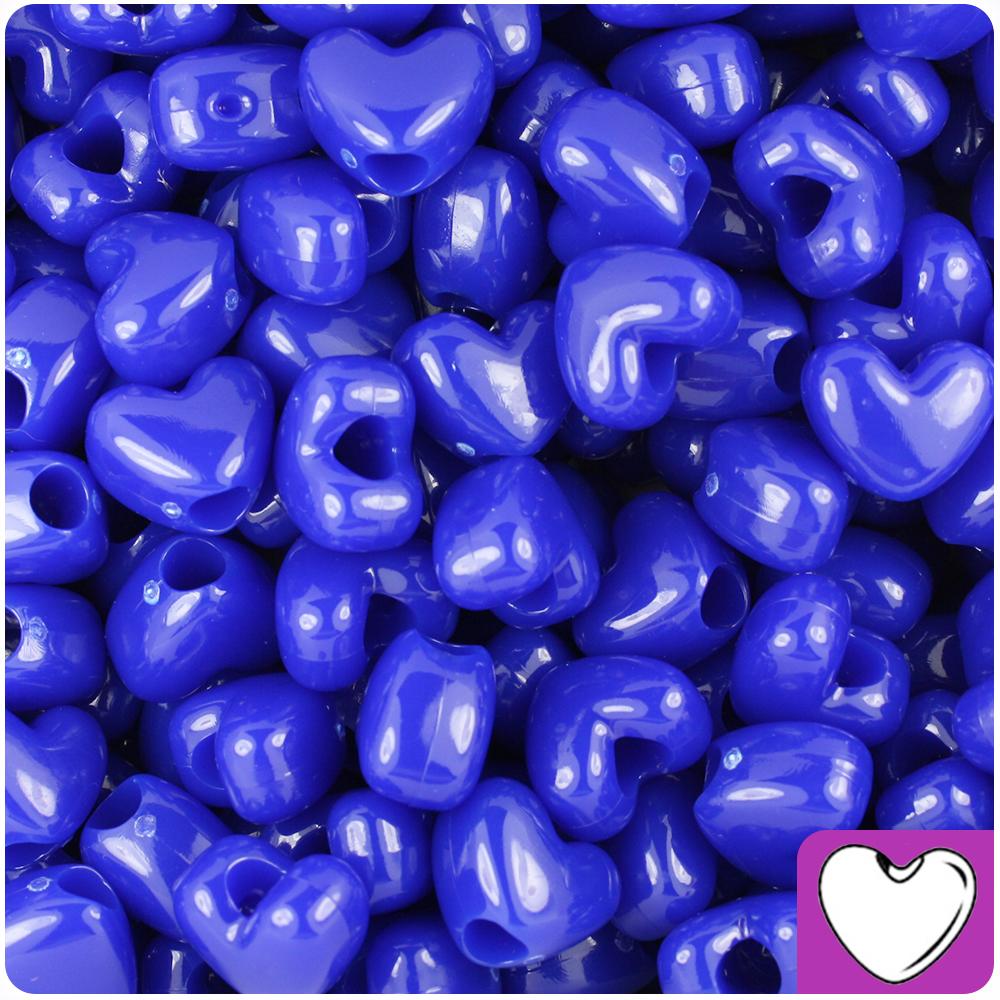 Royal Blue Opaque 12mm Heart (VH) Pony Beads (50pcs)