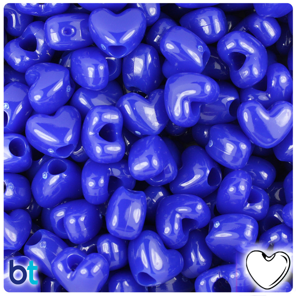 Royal Blue Opaque 12mm Heart (VH) Pony Beads (250pcs)