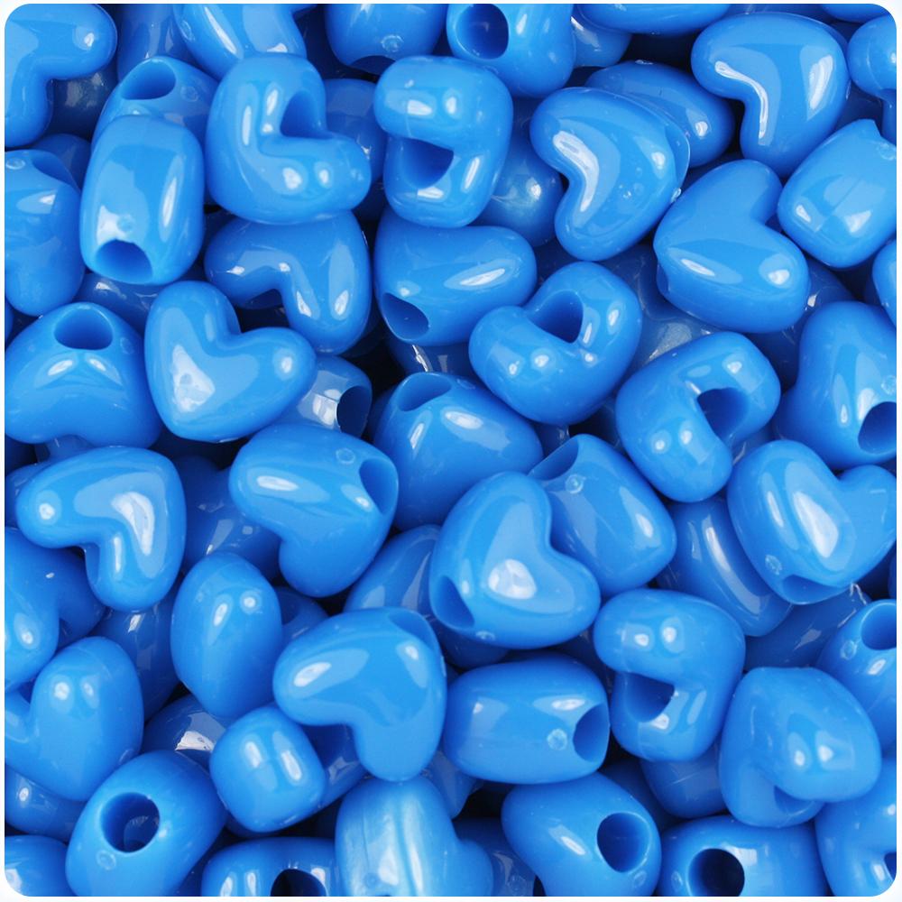 True Blue Neon Bright 12mm Heart (VH) Pony Beads (50pcs)