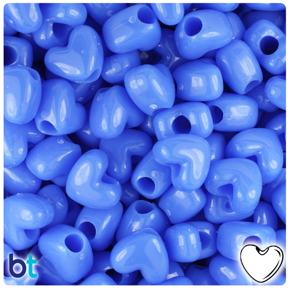 Periwinkle Opaque 12mm Heart (VH) Pony Beads (250pcs)
