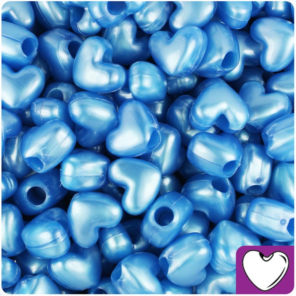 Dark Blue Pearl 12mm Heart (VH) Pony Beads (50pcs)