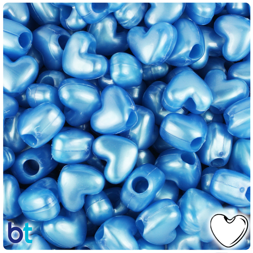 Dark Blue Pearl 12mm Heart (VH) Pony Beads (250pcs)