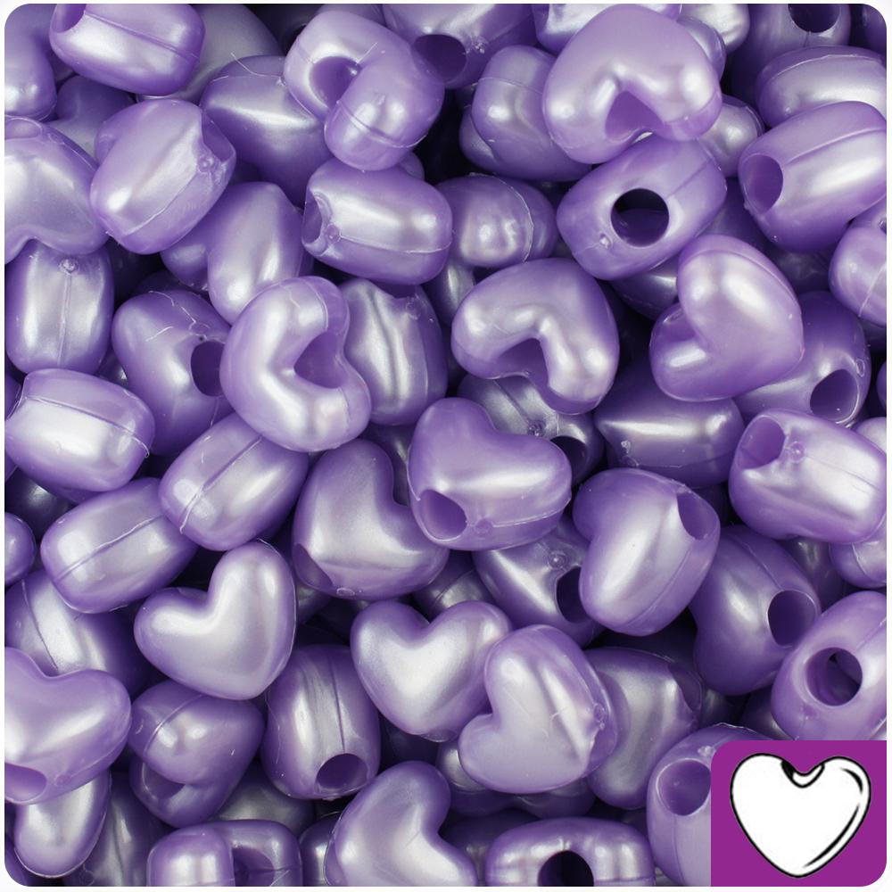 Light Purple Pearl 12mm Heart (VH) Pony Beads (50pcs)