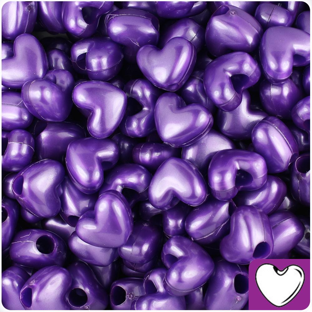 Dark Purple Pearl 12mm Heart (VH) Pony Beads (50pcs)