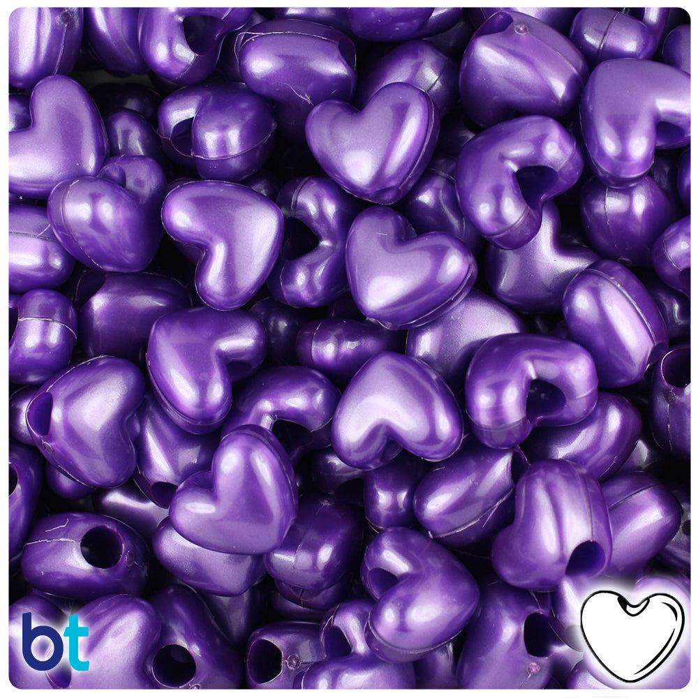 Dark Purple Pearl 12mm Heart (VH) Pony Beads (250pcs)