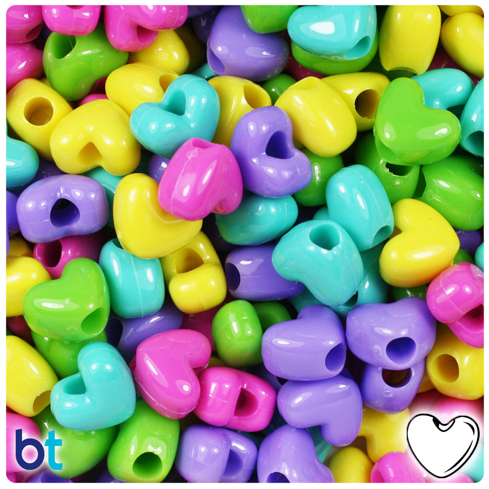 Candy Opaque Mix 12mm Heart (VH) Pony Beads (250pcs)