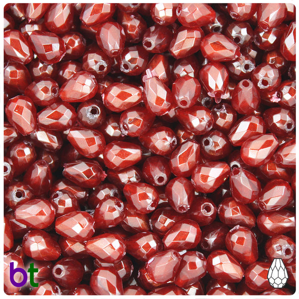 Red Transparent 12mm Faceted Pear Plastic Beads (150pcs)