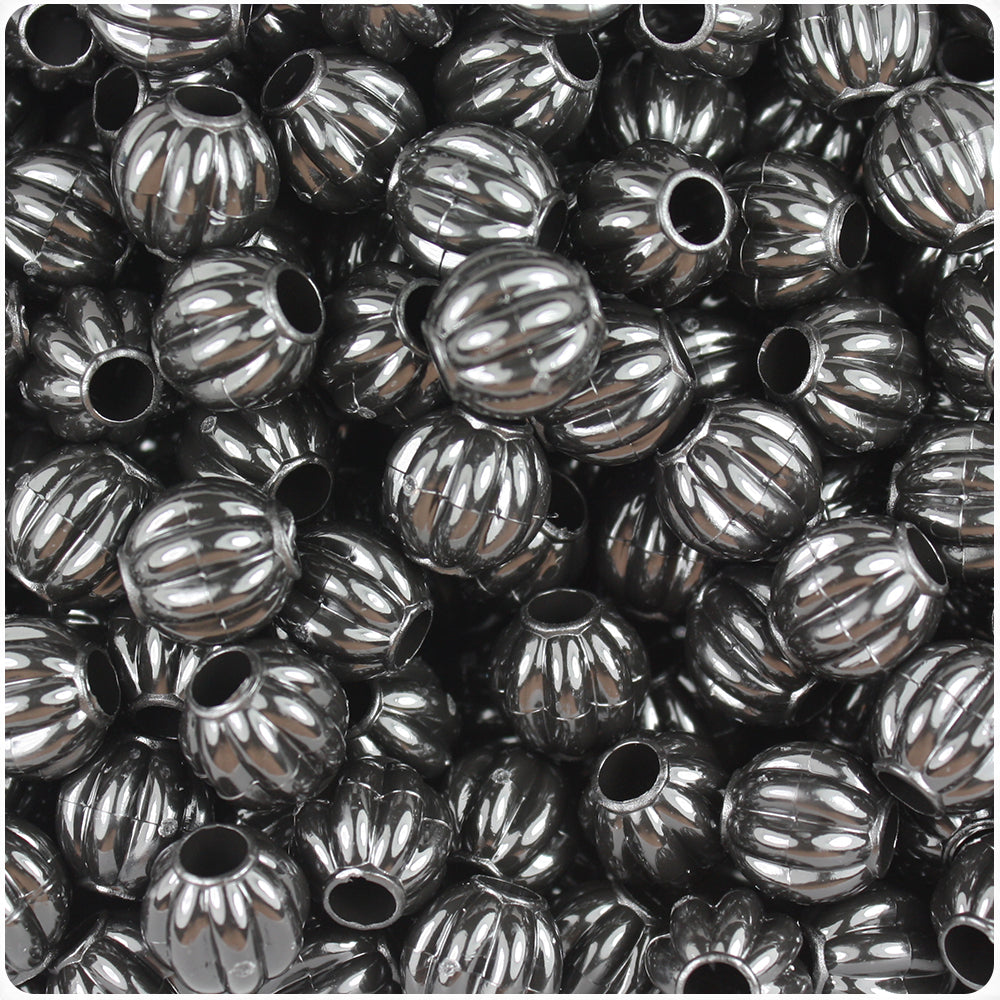 Black Opaque 10mm Melon Pony Beads (60pcs)